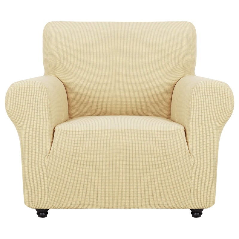 ZNSAYOTX Super Stretch Chair Slipcover Universal Sofa Chair Covers for Living Room Dogs Pet Furniture Protector Spandex Armchair Slipcovers with Anti Slip Foam Sticks (Beige, Chair) - Image 1